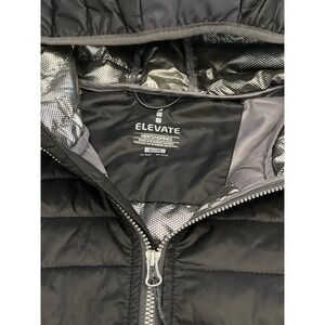 Elevate Mens XL Full Zip Puffer Hooded‎ Jacket Black Lightweight